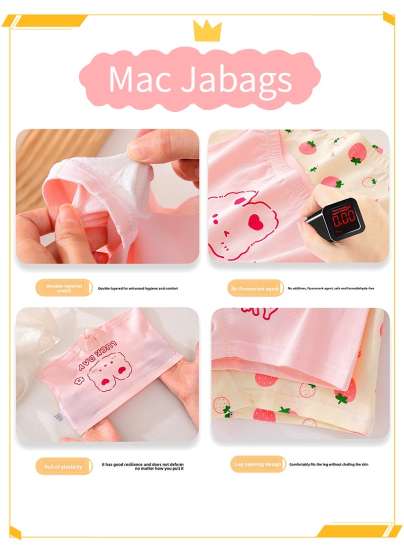 ماك جاباجز Mac Jabags المضادة للبكتيريا القطن الخالص الفئة A الملابس الداخلية الرسوم المتحركة رباعة الزوايا الملابس الداخلية الفتيات الزوايا المسطحة السراويل القصيرة الملابس الداخلية الأطفال - 4 ملابس - Image 3